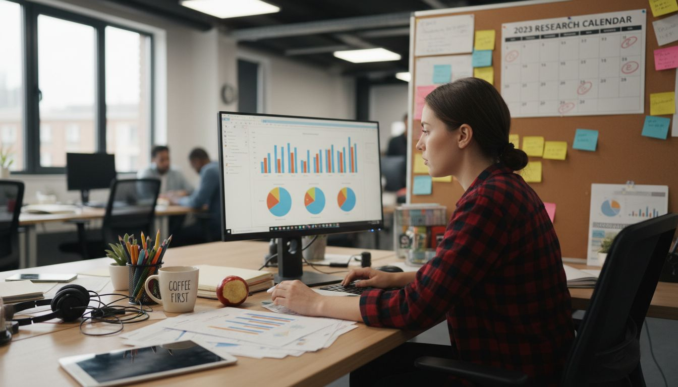 Marketer reviewing research and audience data