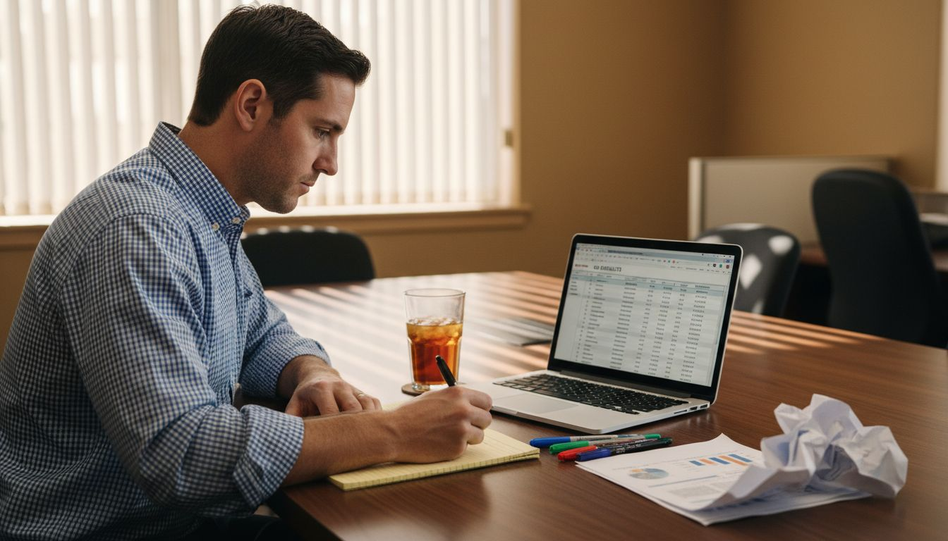 Manager conducting quarterly marketing review