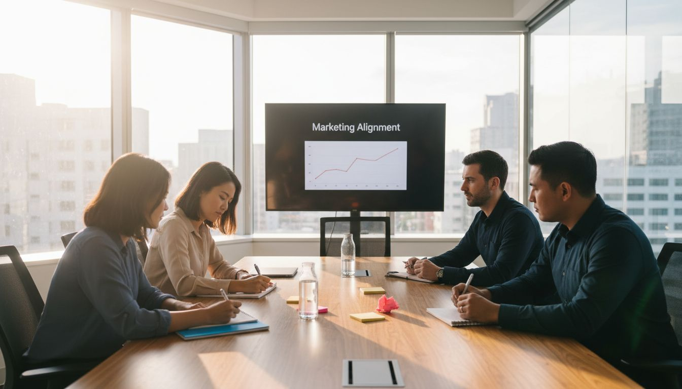 SaaS team in strategy meeting setting