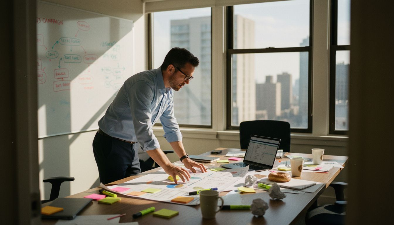 Marketing manager planning brand positioning workflow