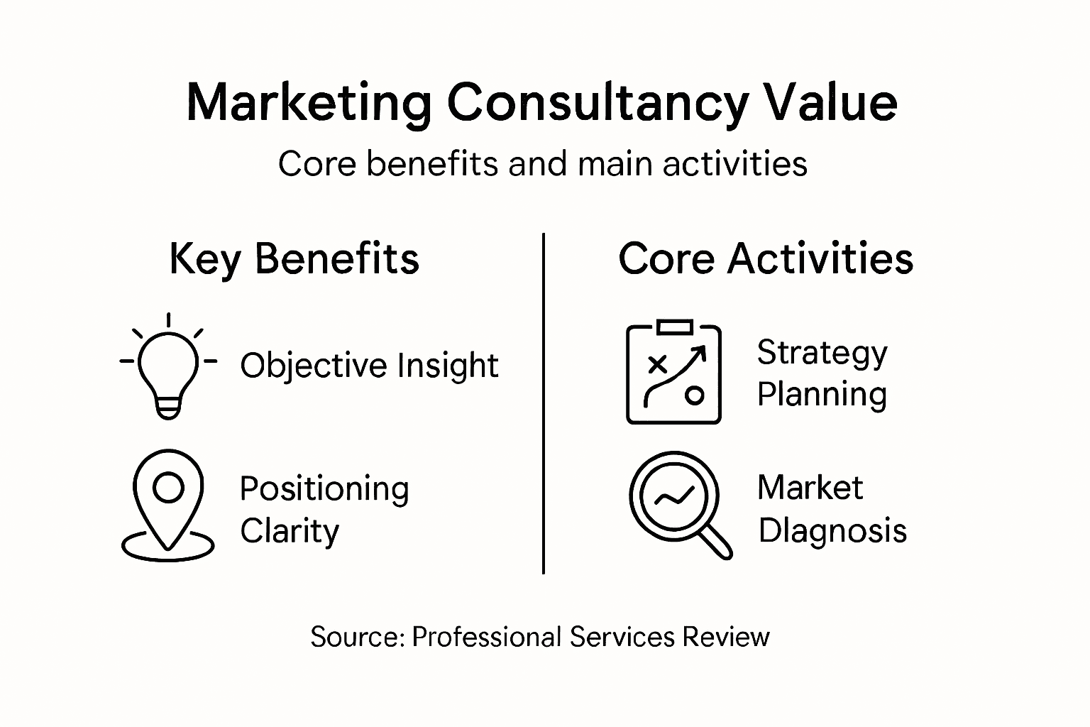 Infographic marketing consultancy key benefits activities