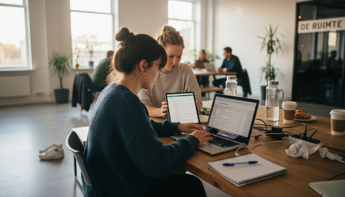 Vrouwen die zich bezighouden met het automatiseren van webshops met behulp van AI