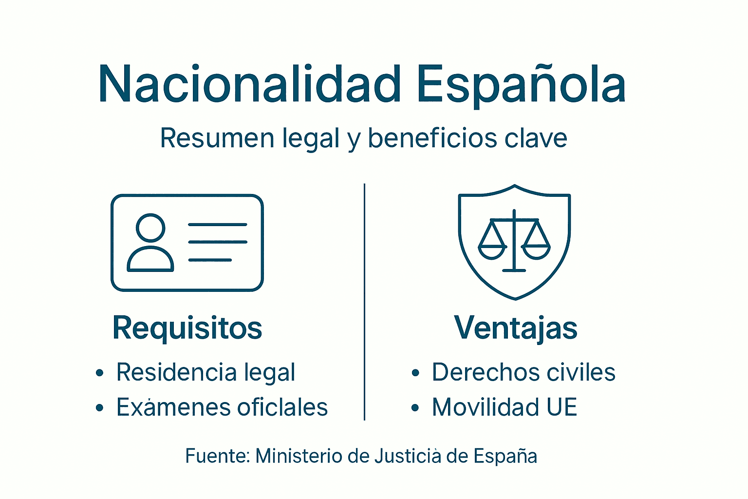 Infografía sobre los requisitos y beneficios de obtener la nacionalidad española