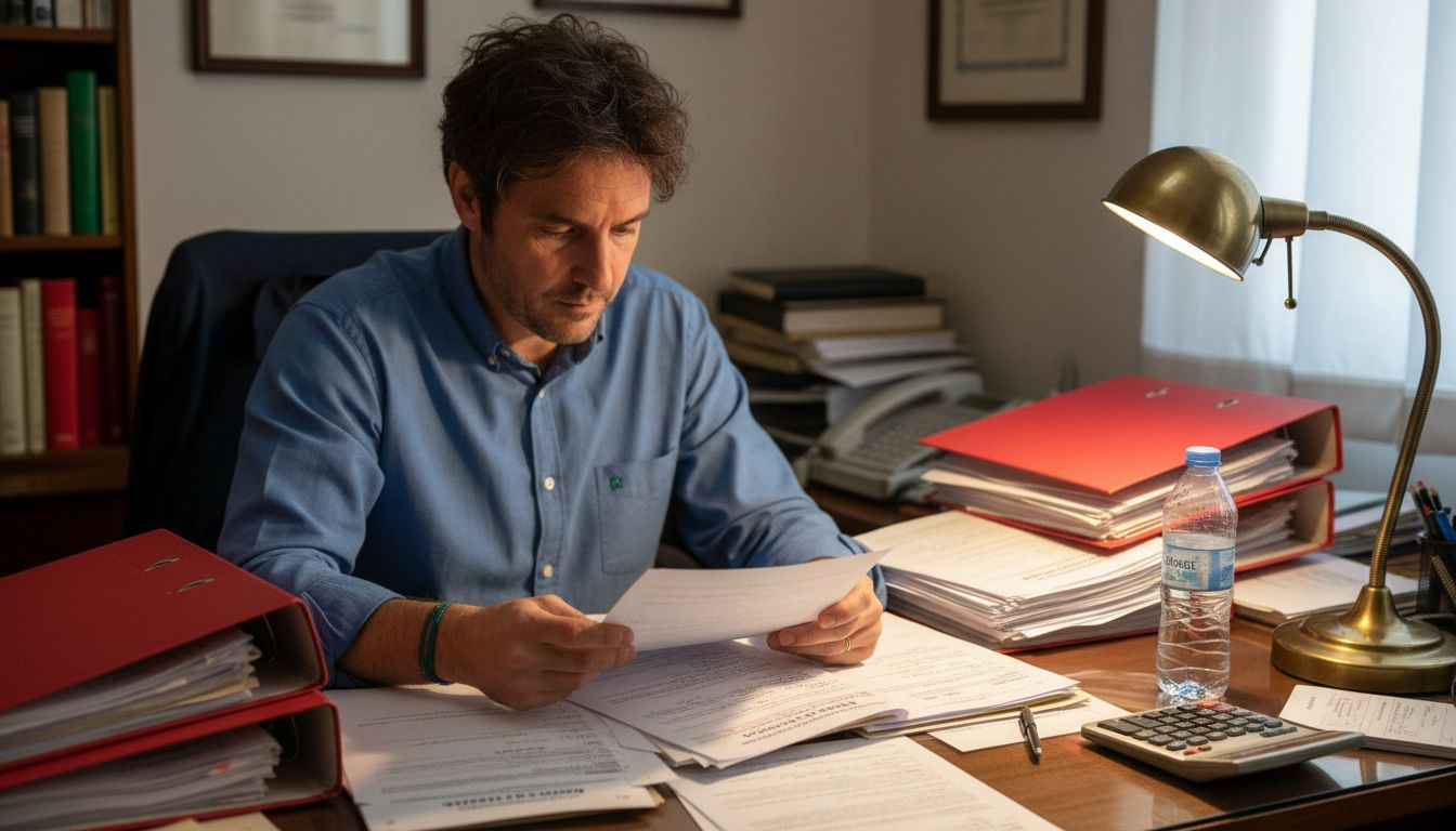 Hombre revisando la documentación necesaria para solicitar la residencia en España