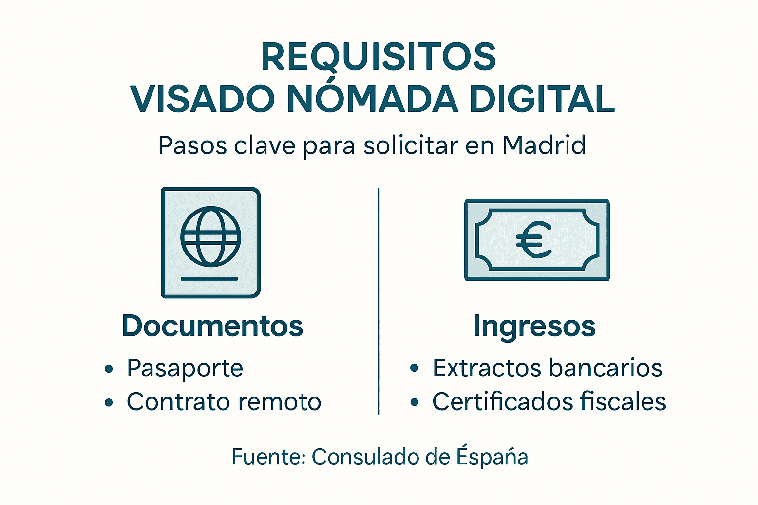 Descubre en esta infografía los principales requisitos que debes cumplir para solicitar el visado de nómada digital.
