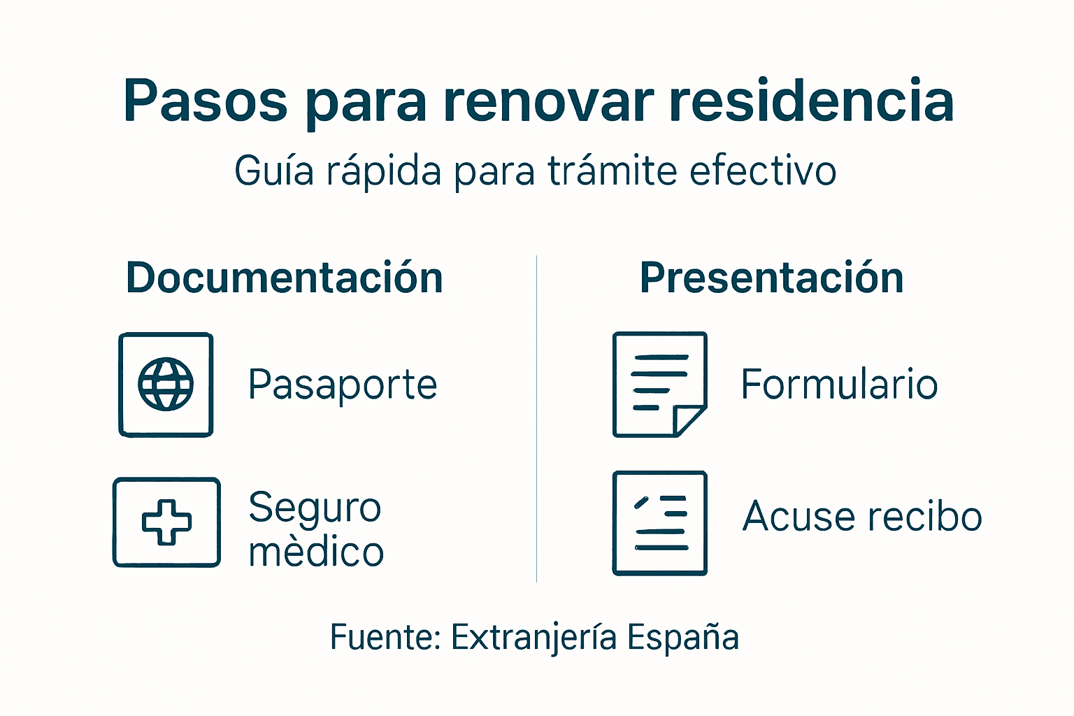 Guía visual con los pasos esenciales para renovar tu permiso de residencia