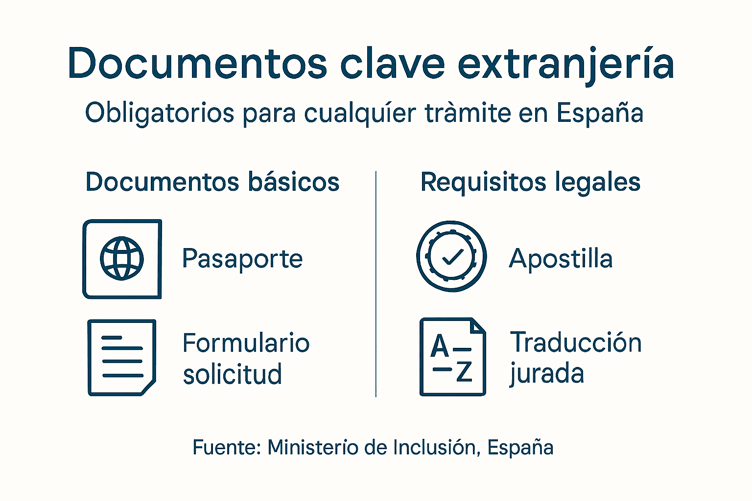 Infografía: Documentos imprescindibles para trámites de extranjería en España