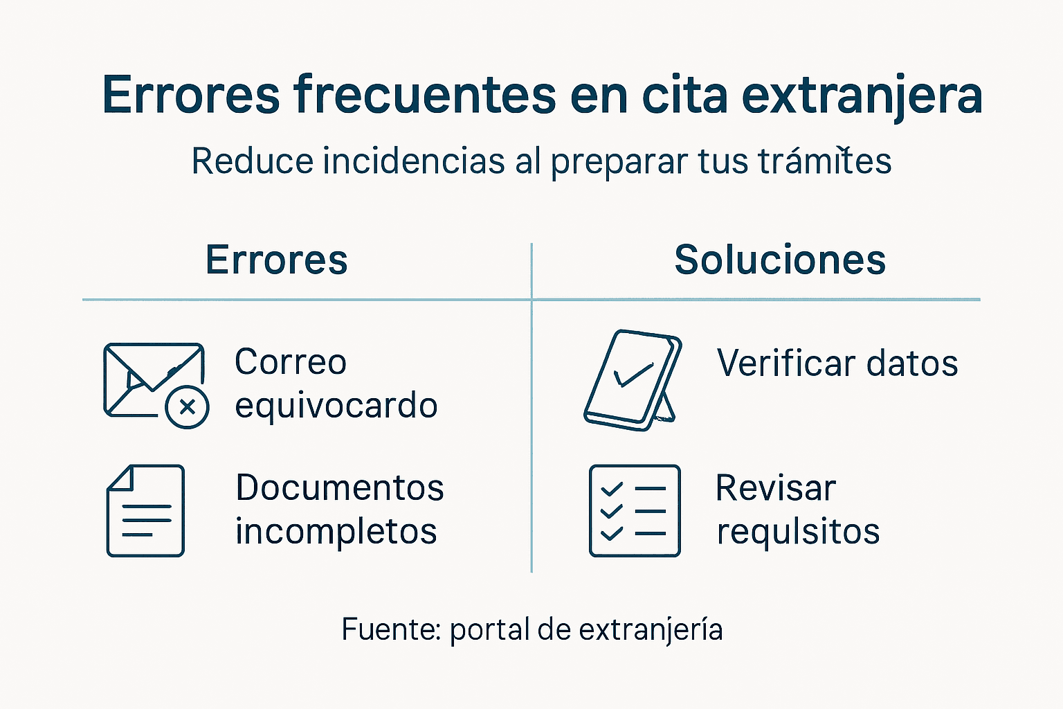 Infografía: los errores más comunes al pedir cita de extranjería y cómo solucionarlos