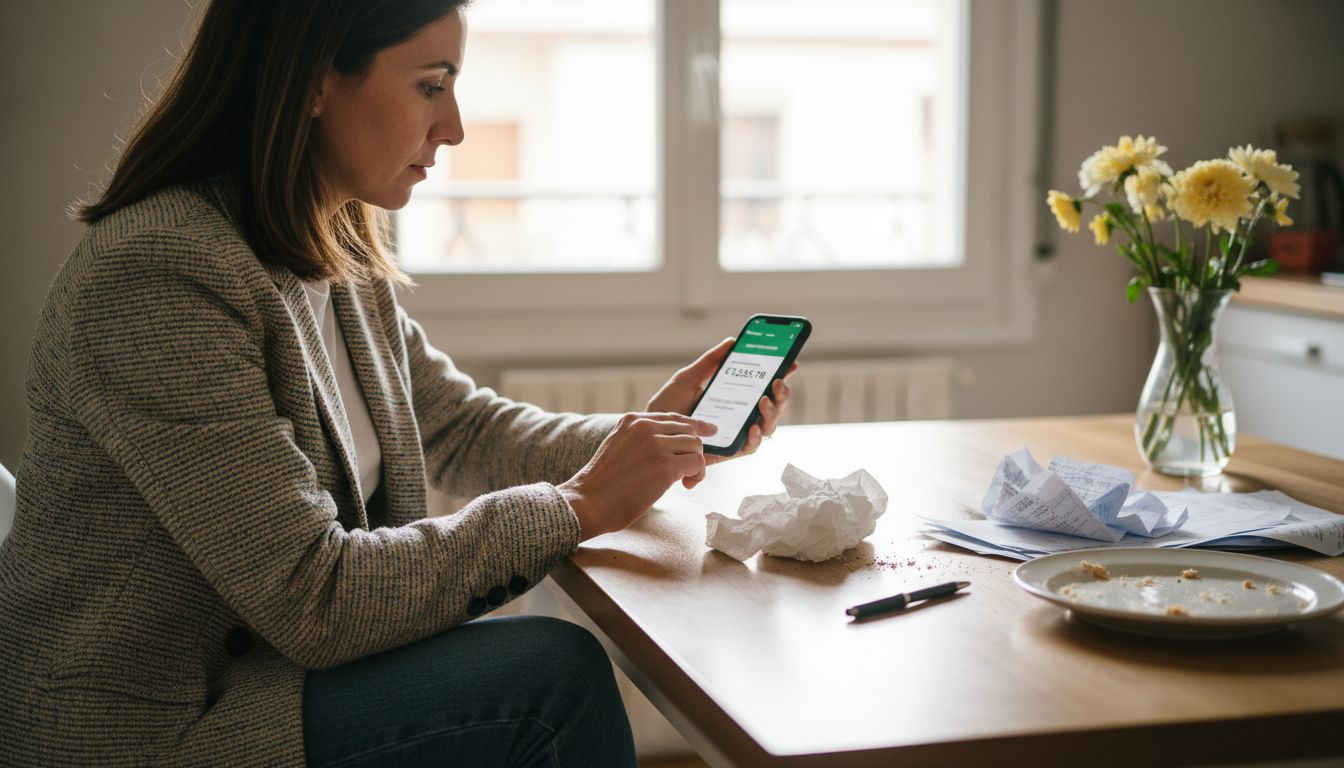 Una mujer consulta los requisitos financieros que solicita el banco.
