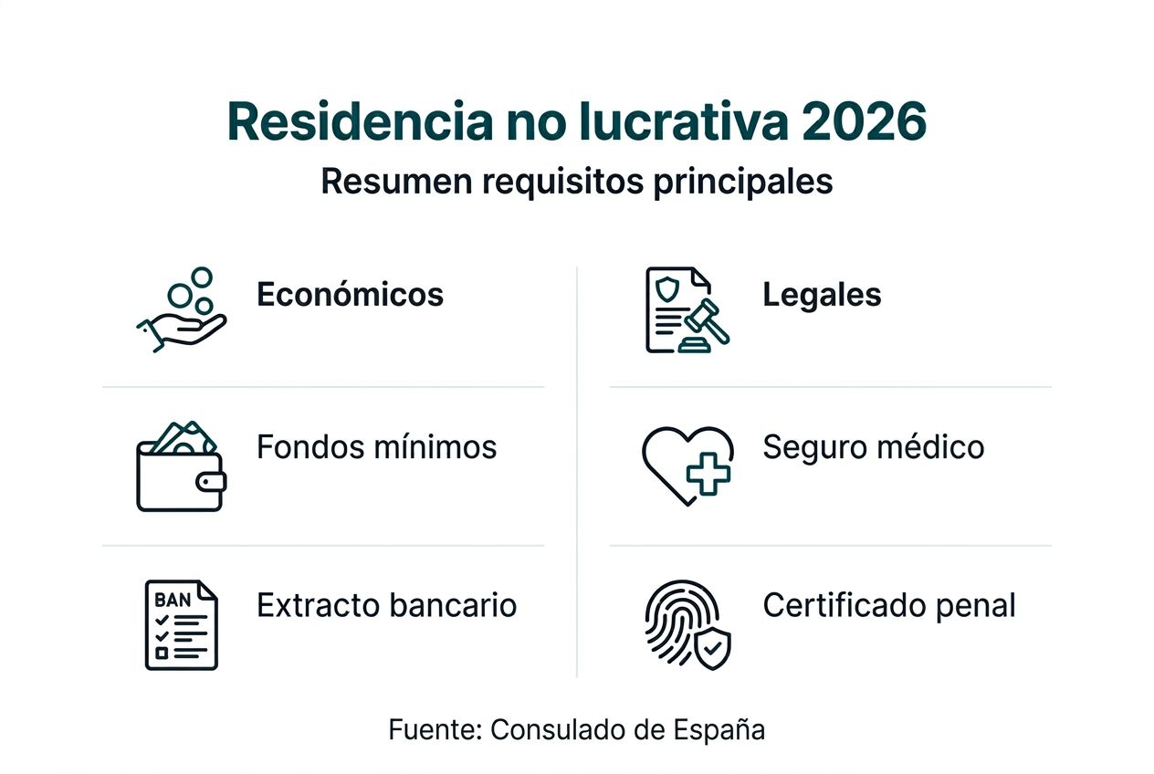 Infografía: todo lo que necesitas saber sobre los requisitos para obtener la residencia no lucrativa en España