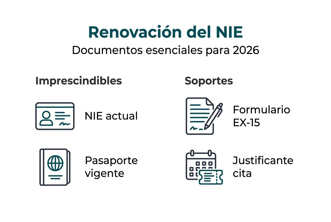 Guía visual con los documentos imprescindibles para renovar tu NIE