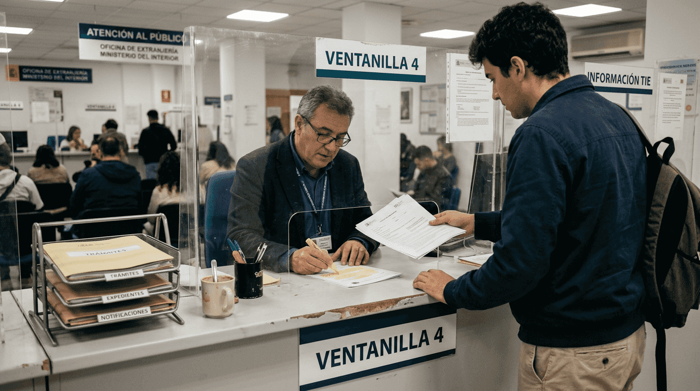 Persona entregando la documentación para renovar su trámite