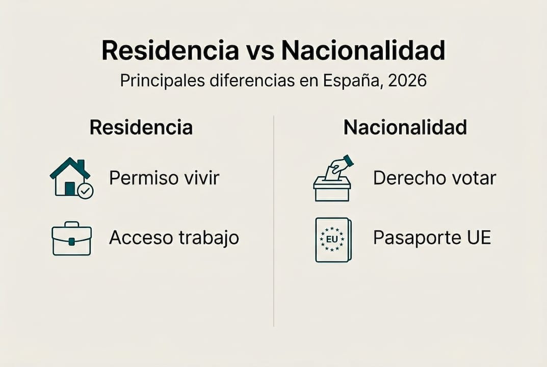 Infografía: diferencias clave entre residencia y nacionalidad en España