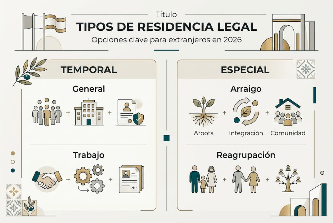 Descubre en esta infografía las distintas opciones para obtener residencia legal en España.