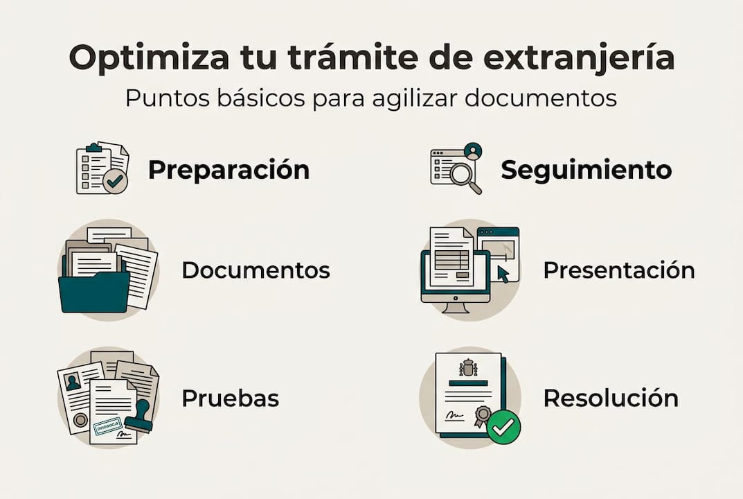 Infografía con los puntos clave para gestionar trámites de extranjería