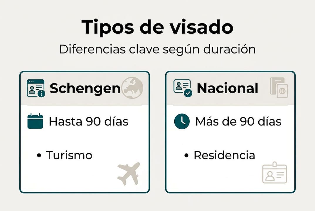 Infografía sobre los tipos de visados que existen en España