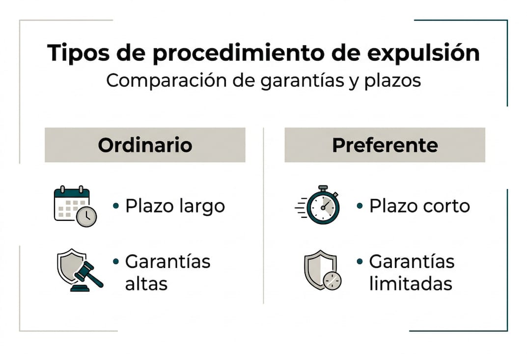 Infografía comparativa sobre los diferentes tipos de procedimientos de expulsión