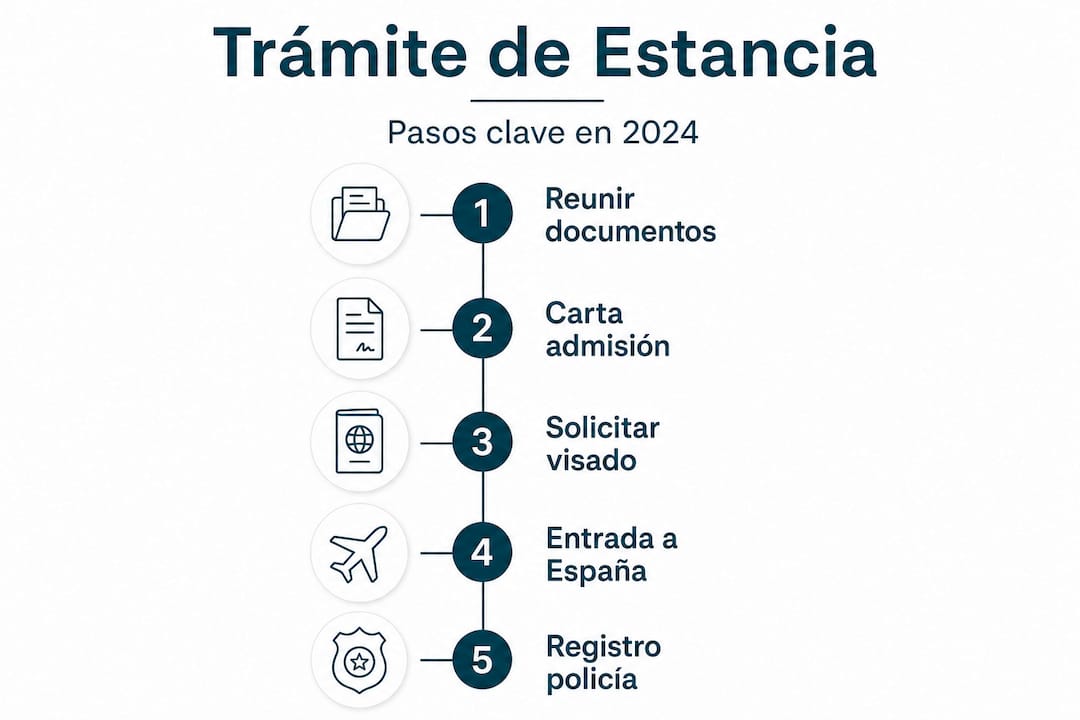 Infografía con los pasos esenciales para gestionar tu estancia
