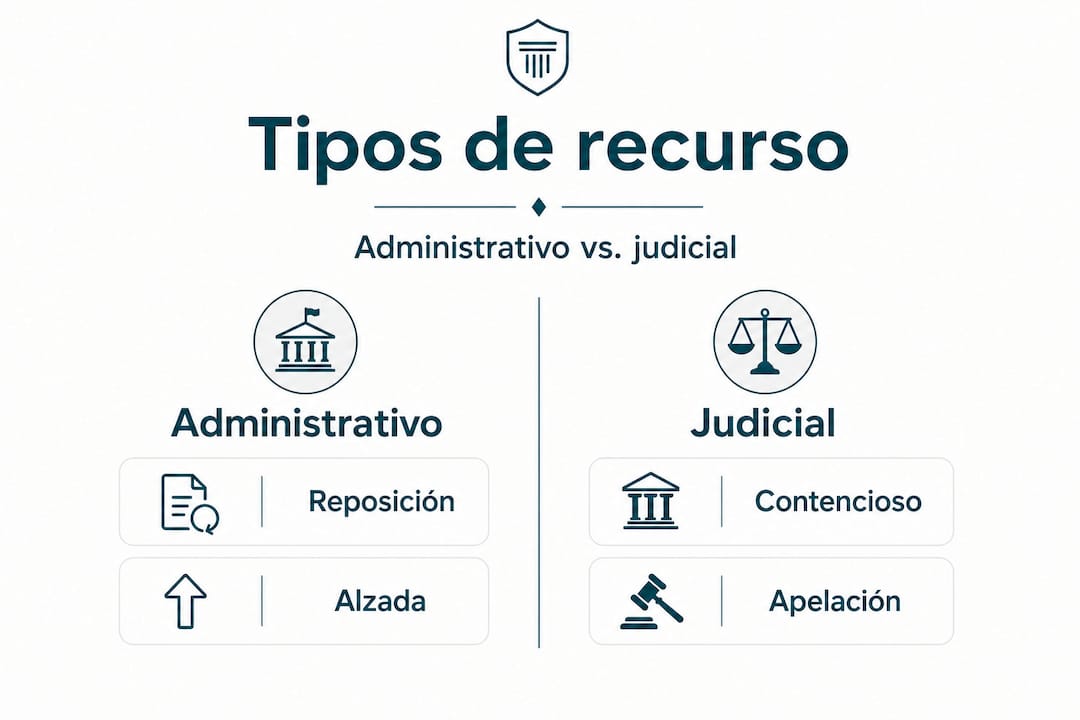 Infografía sobre las diferencias entre vías administrativas y procesos judiciales