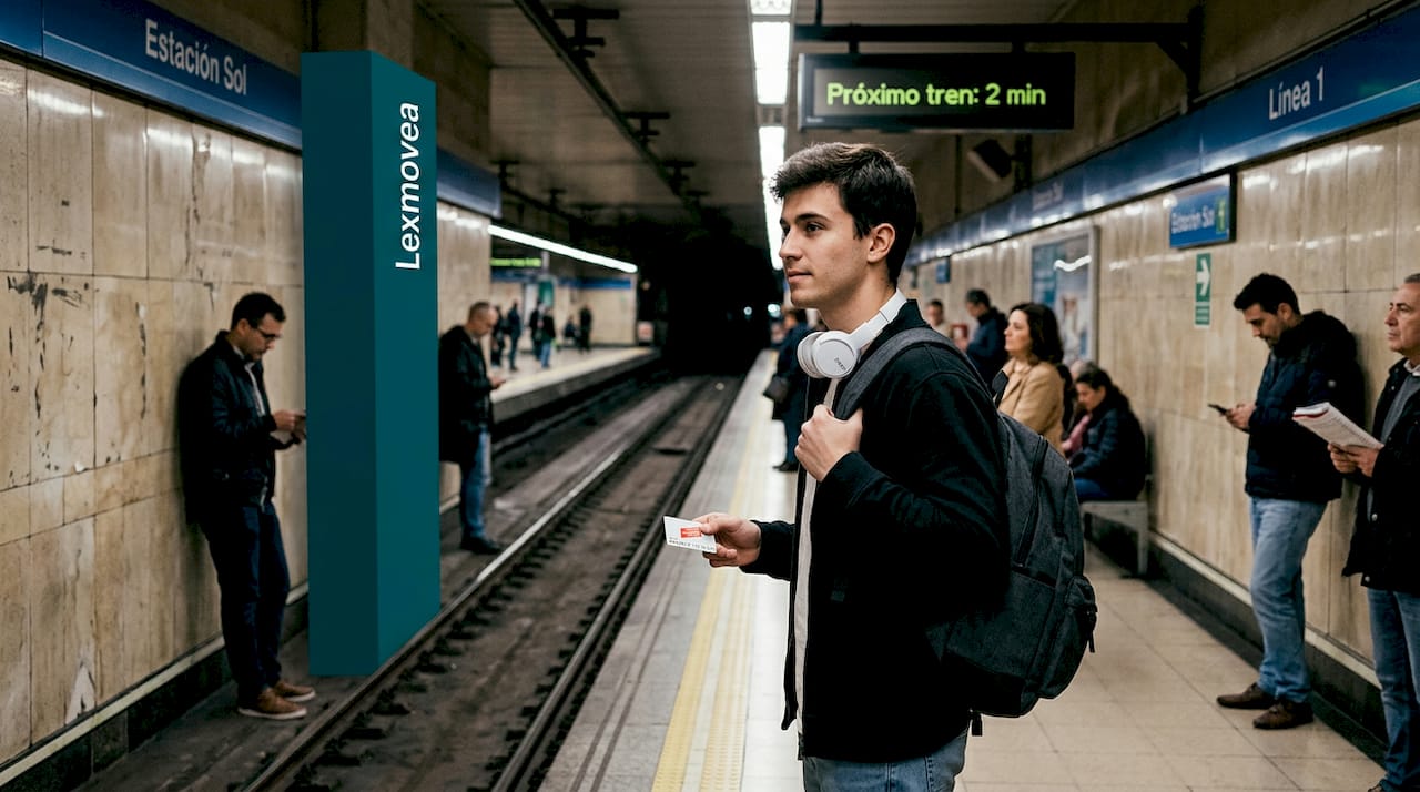 Una estudiante aguarda la llegada del metro en una estación de Madrid.
