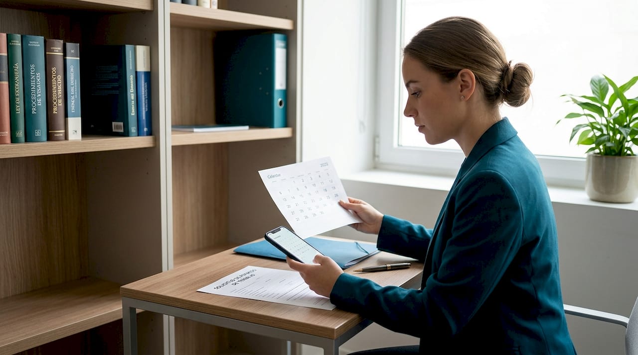 Mujer comprobando las fechas para renovar su permiso