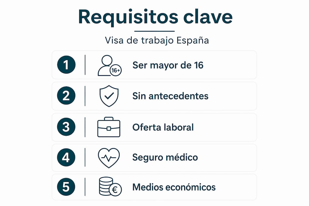 Guía visual con los pasos esenciales para solicitar tu visa de trabajo en España
