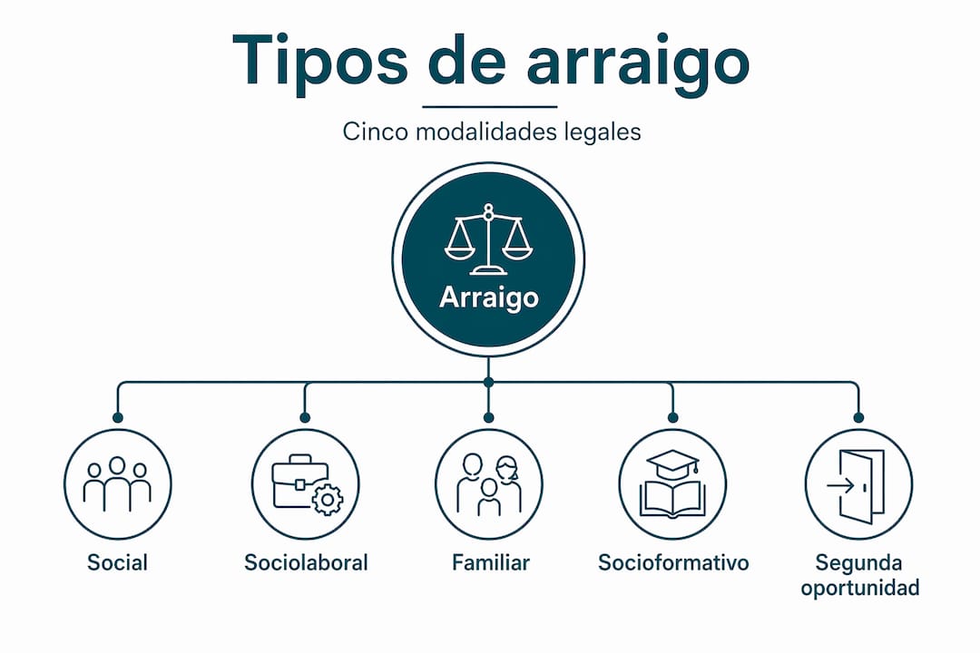 Infografía estructurada que muestra los principales tipos de arraigo