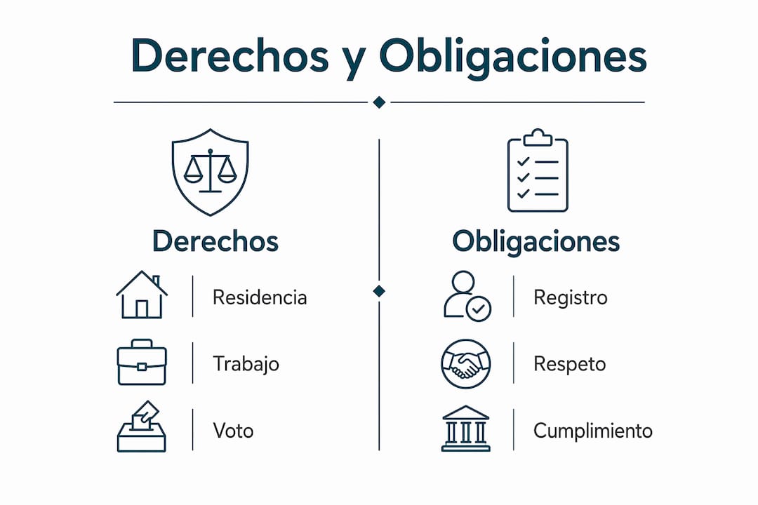 Infografía que muestra las diferencias entre los derechos y las obligaciones