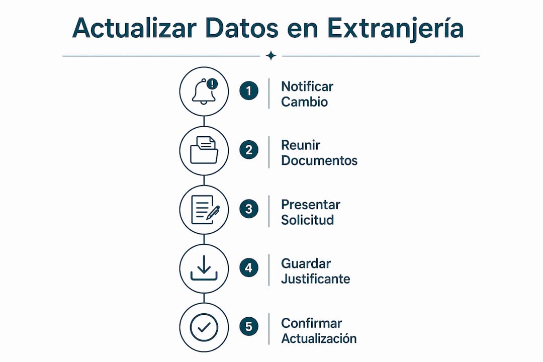 Infografía: cómo actualizar tus datos en la Oficina de Extranjería paso a paso