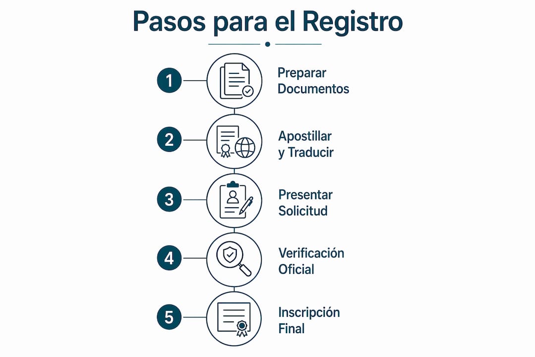 Infografía: guía paso a paso para inscribir un matrimonio celebrado en el extranjero