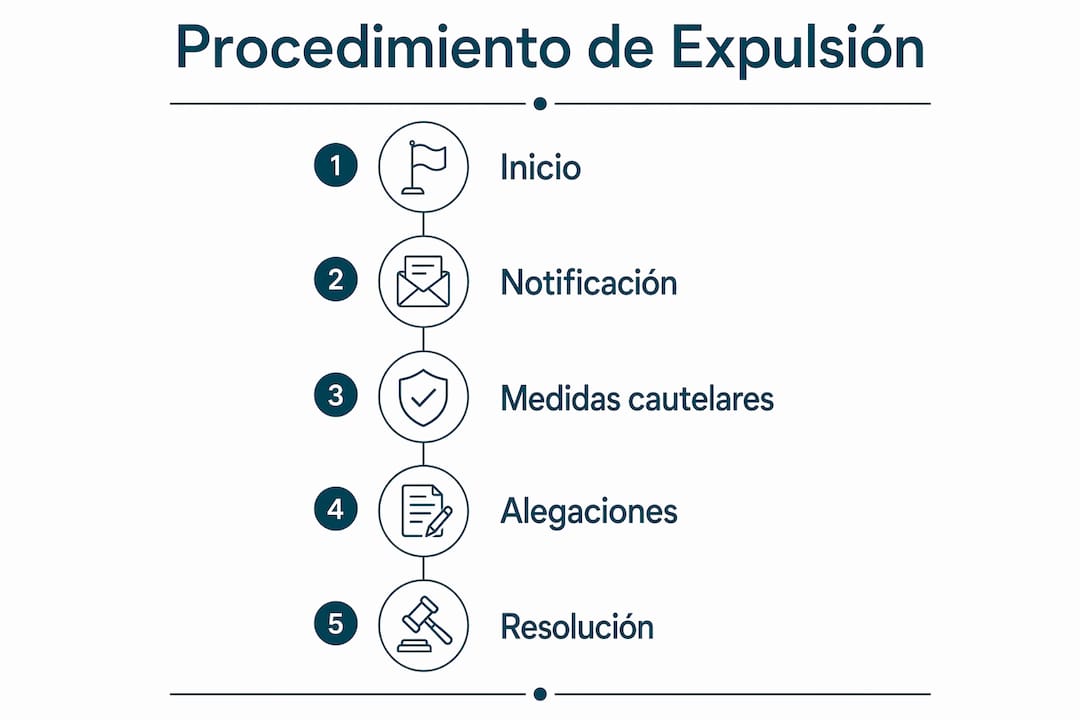 Infografía sobre el proceso de tramitación de un expediente de expulsión en España