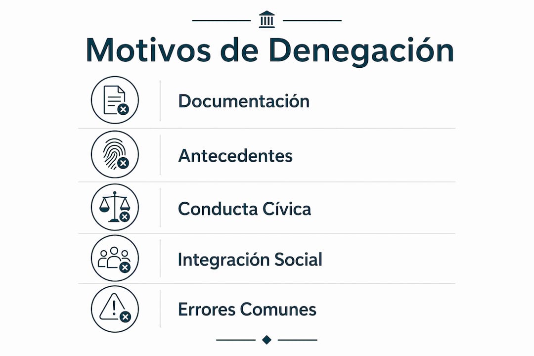 Infografía que explica los principales motivos por los que pueden rechazar tu solicitud, paso a paso.