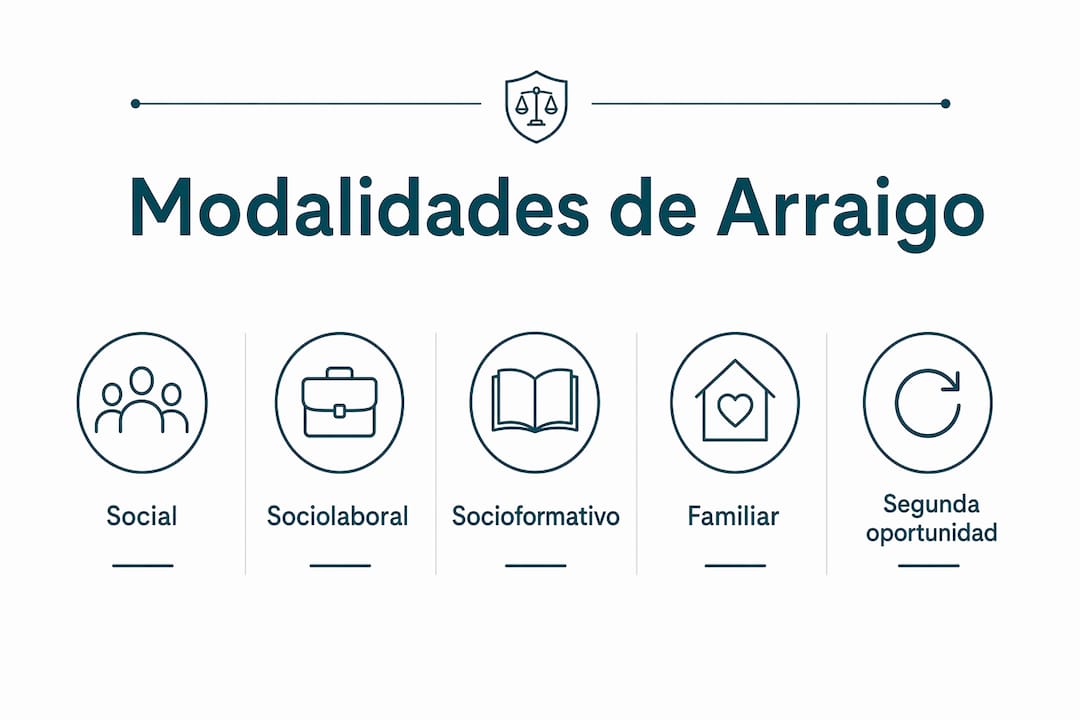 Infografía sobre los distintos tipos de arraigo y sus principales categorías