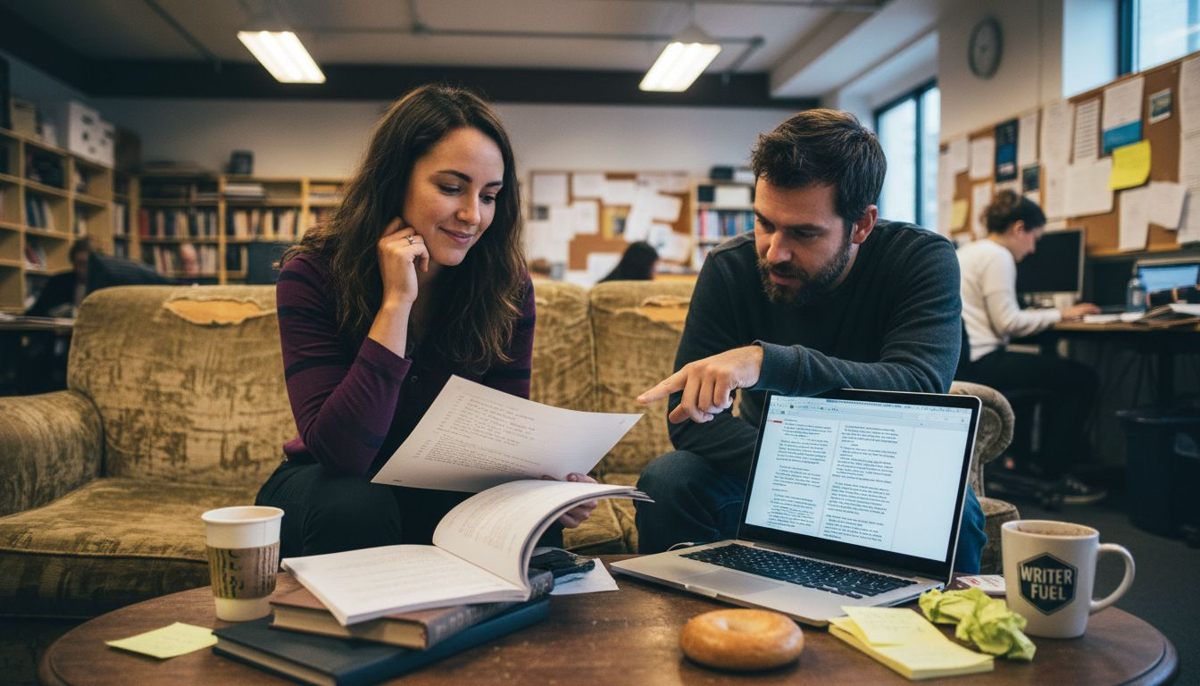 Author reviewing feedback in writers lounge
