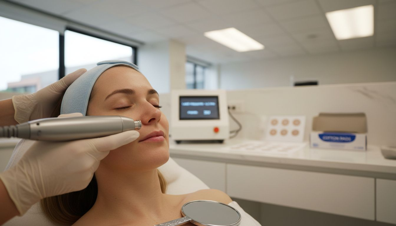 Practitioner demonstrates fractional laser device