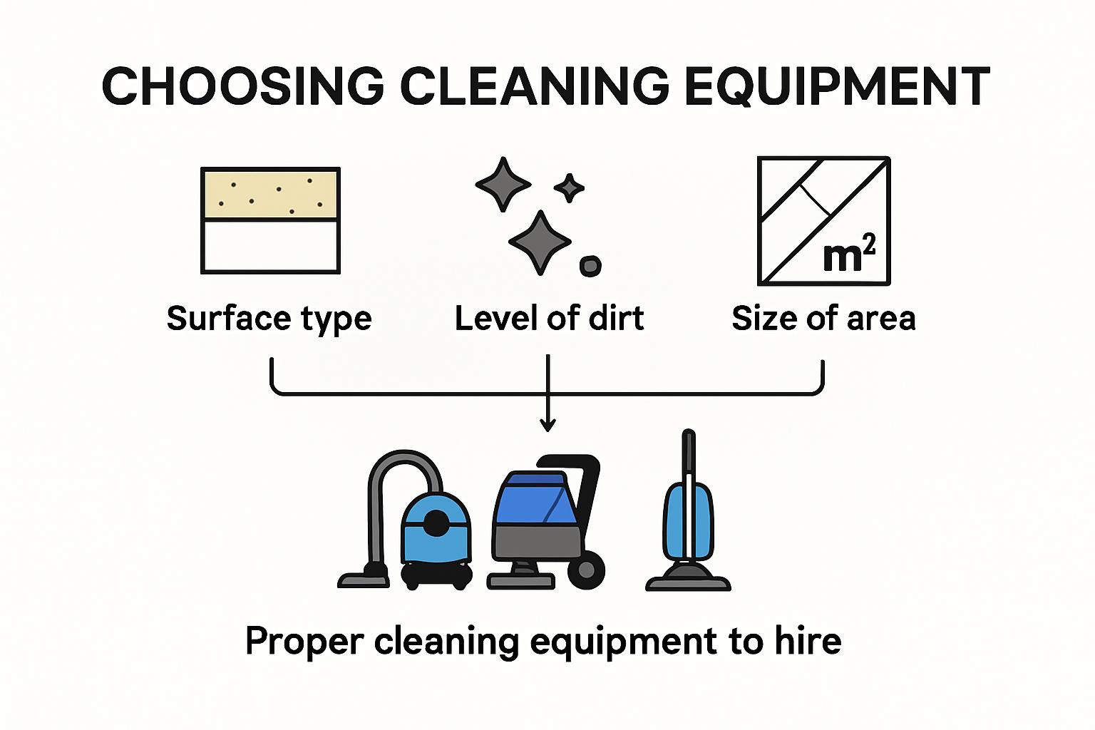 Infographic showing cleaning equipment selection process