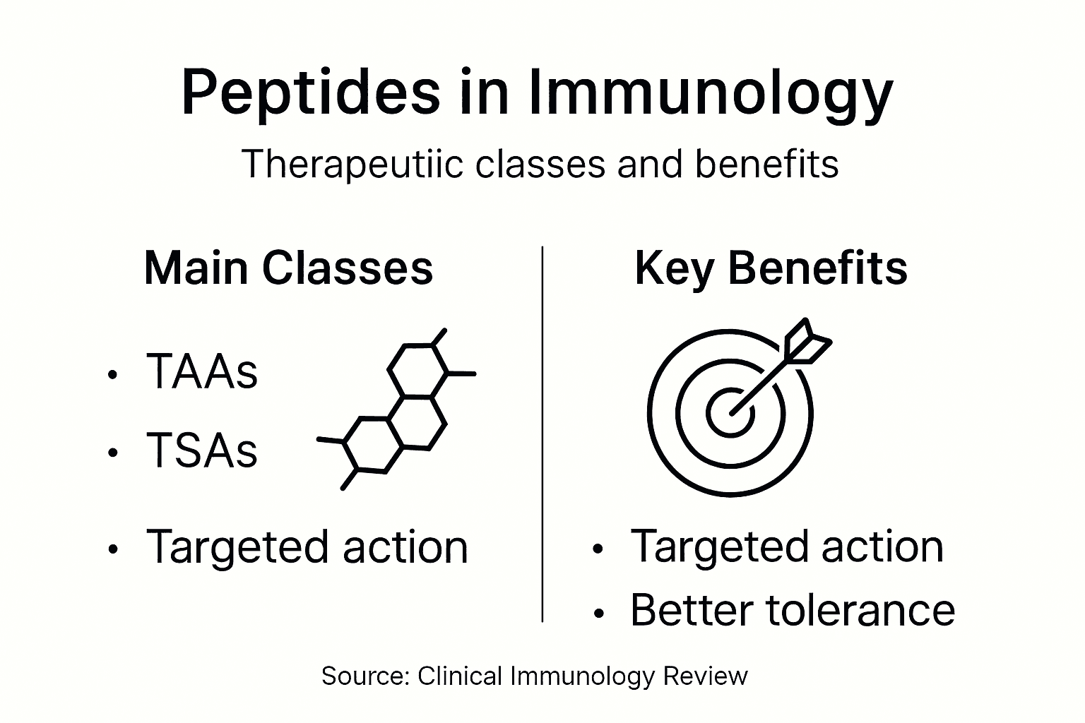 Infographic showing peptide classes and benefits