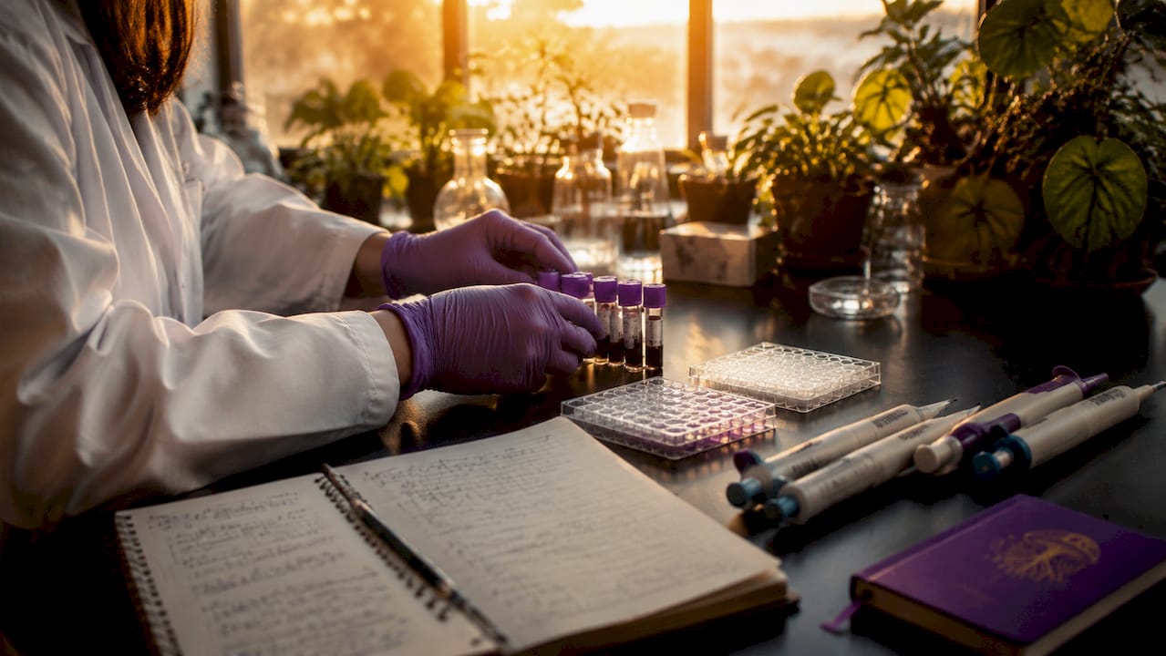 Hands preparing peptide collagen biomarker samples