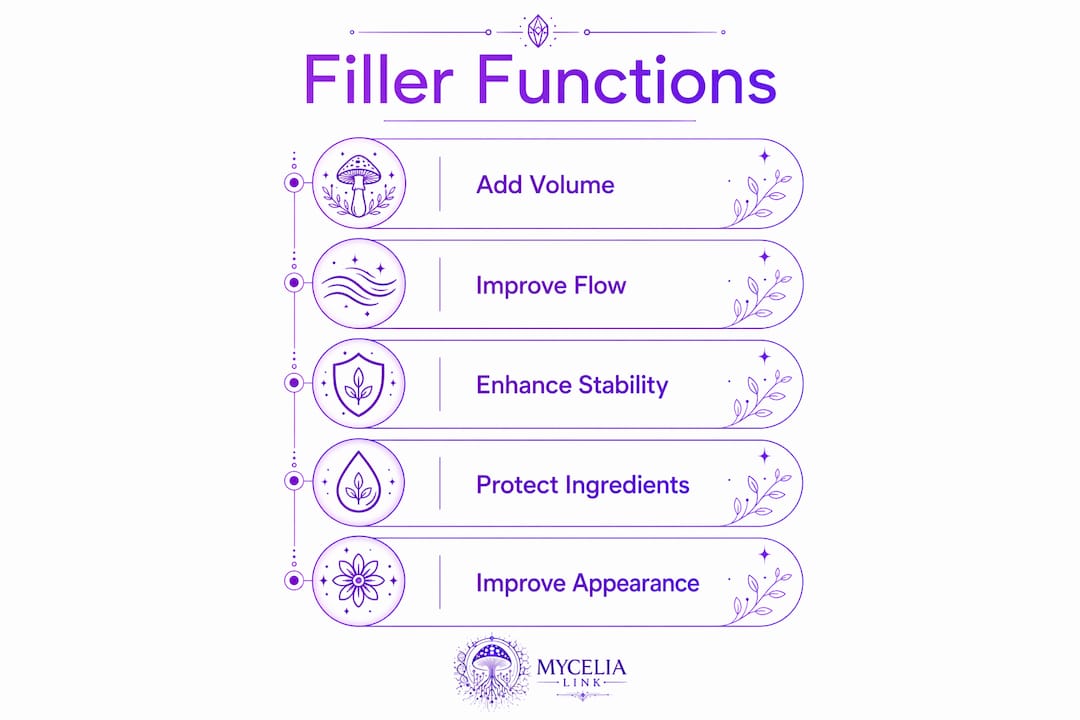 Infographic illustrating key functions of supplement fillers