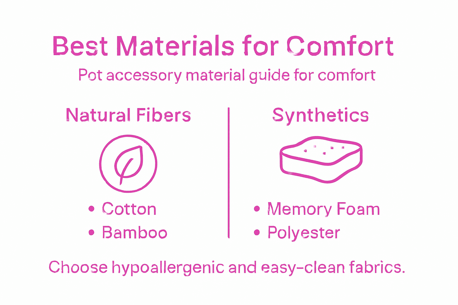Infographic of pet accessory material types and comfort