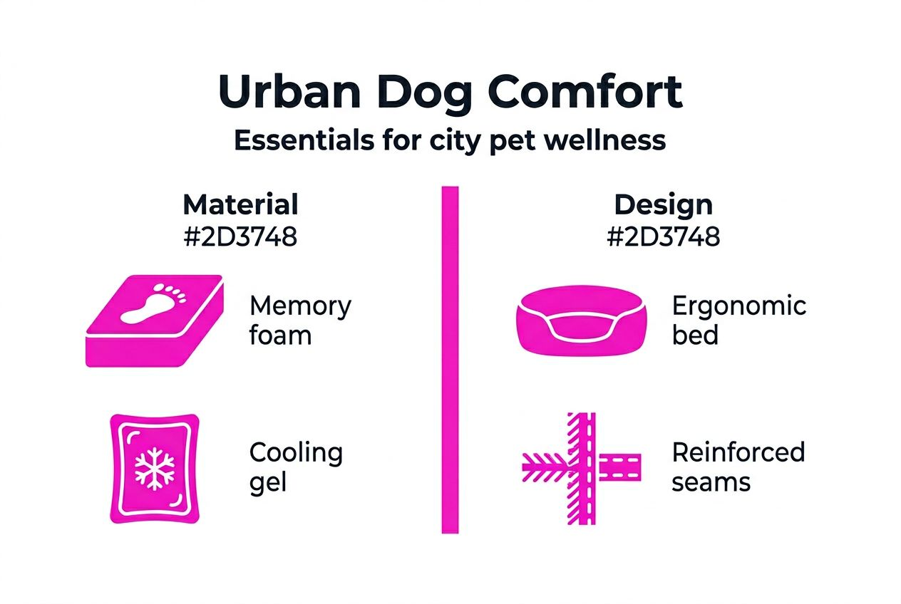 Infographic urban dog comfort materials and features