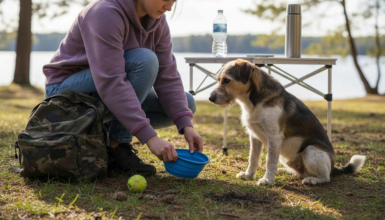 Camping dog uses silicone travel bowl