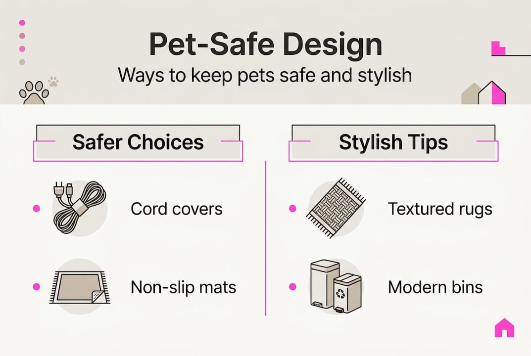 Infographic showing stylish pet safe home tips