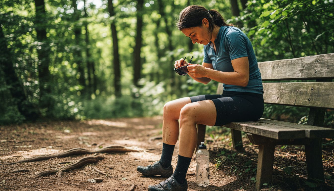 Cyclist inspecting advanced eyewear features