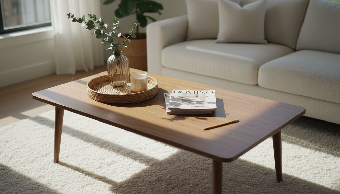 Modern coffee table decor with balanced space