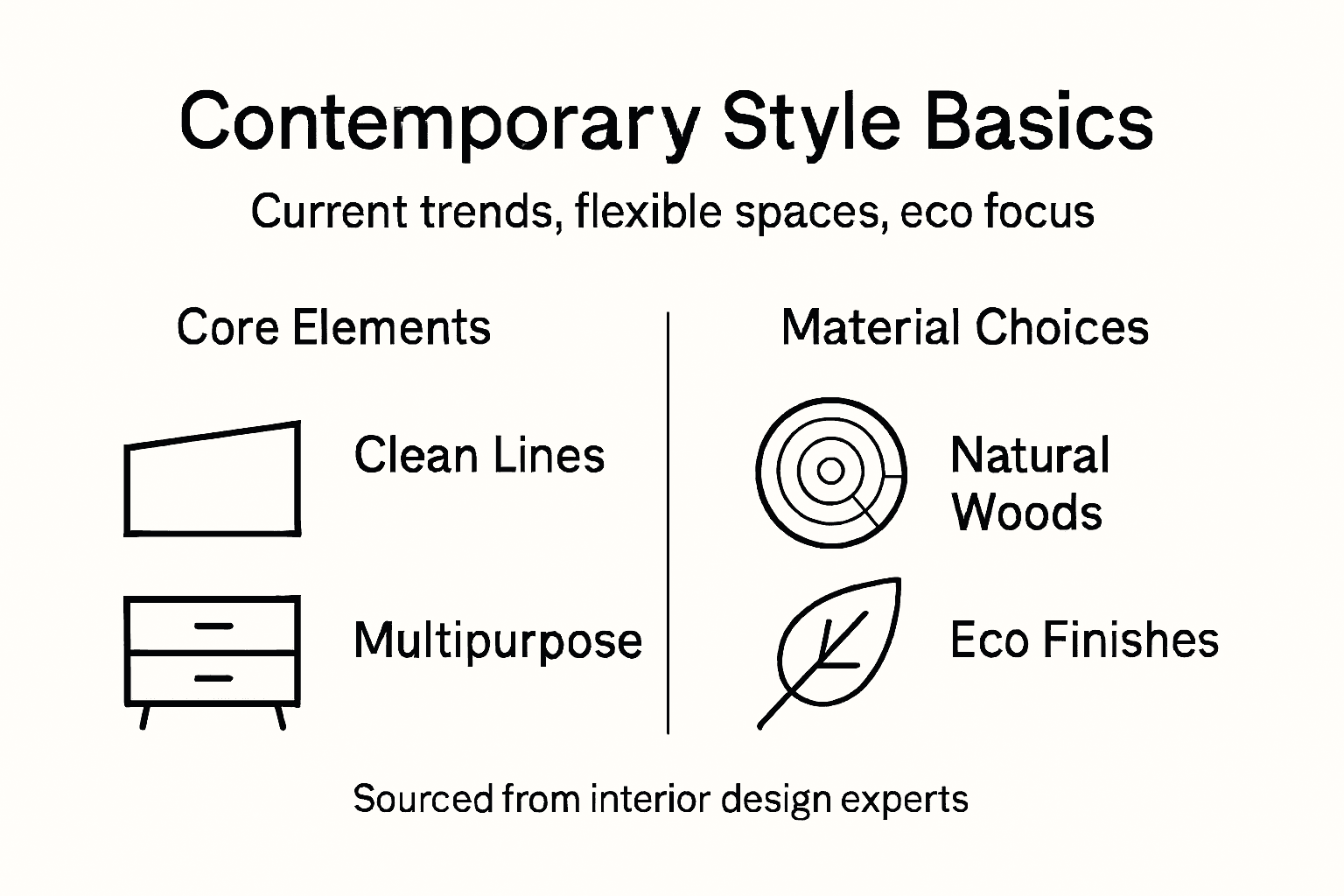 Infographic showing contemporary style core features