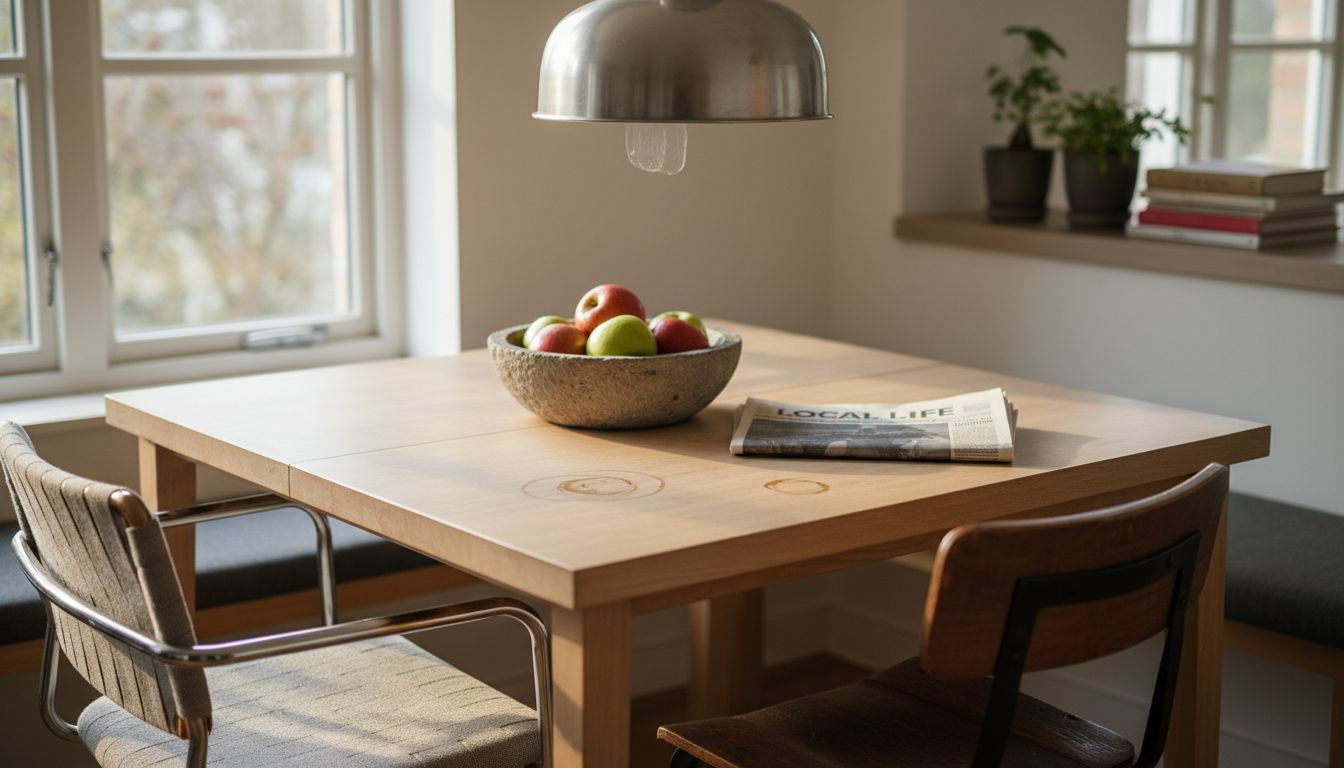 Small dining nook with modern natural materials