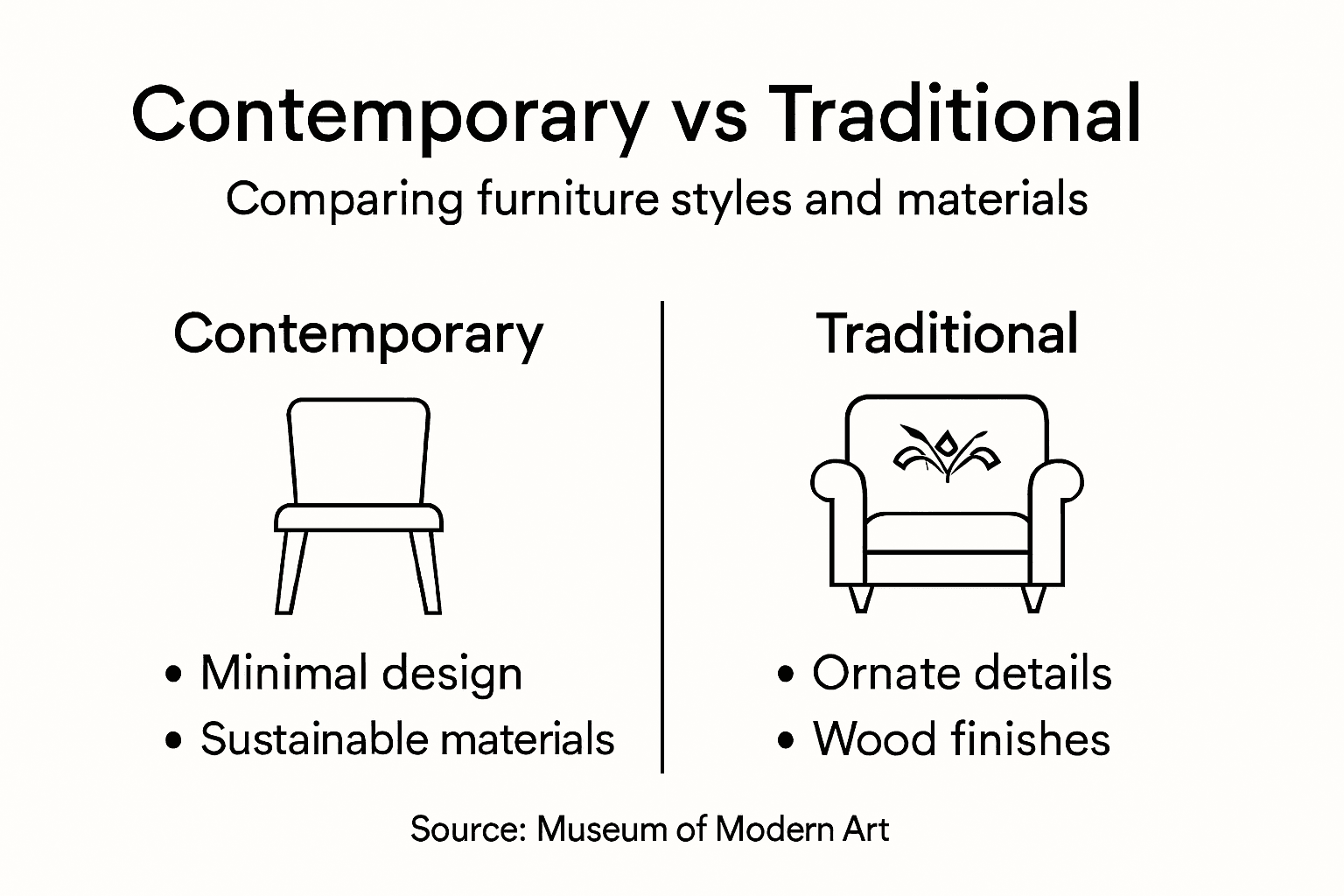 Infographic comparing contemporary and traditional furniture