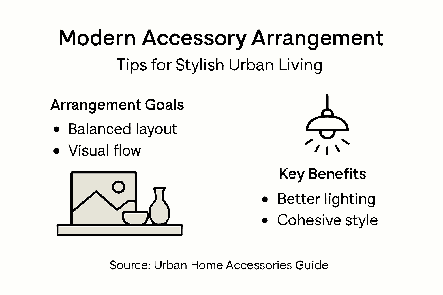 Infographic arrangement tips for urban home accessories