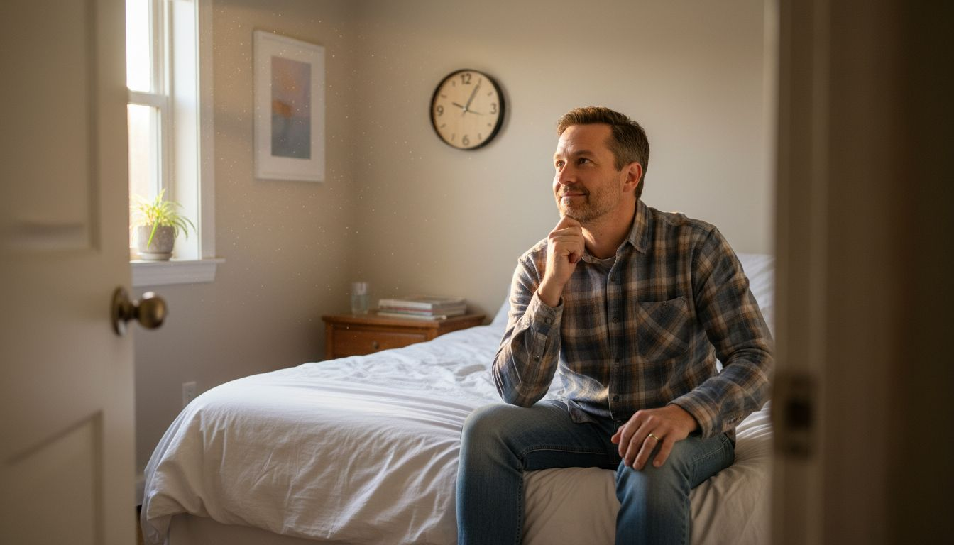 Recipient admiring new home decor item